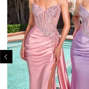 Glamorous Pink Strapless Prom Dress